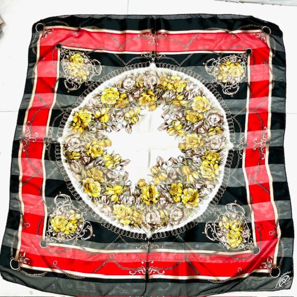 #49 Vintage Embassador Roberta ,  100% silk satin & chiffon, red black ivery(49 - Picture 5 of 9